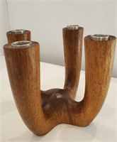 Mid century modern hand-carved wooden candle