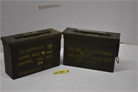 Two Vintage Military Metal Ammo Boxes