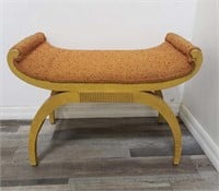 Vintage upholstered carved wood stool