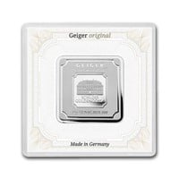 50g Silver Square - Geiger (encapsulated W/assay)