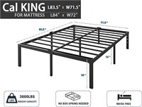 16 Inch Standard Metal Platform Bed Frame