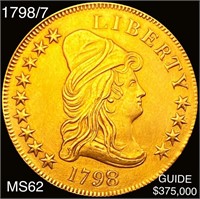 1798/7 9x4 Stars $10 Gold Eagle