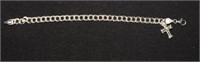 Sterling Italy Charm Bracelet w/ Abalone Cross
