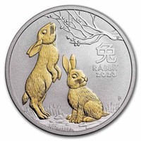 2023 Australia 1 Oz Silver Lunar Rabbit Gilded