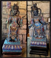 ANTIQUE NEAR LIFE SIZED CHINESE CLOISONNE TOMB GUA