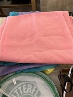 Stack of different color curtains