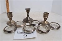 Sterling Silver Candle Sticks & Ash Trays