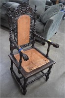 Exceptional Carved Barley Twist Arm Chair. Damaged