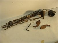 Antique Barb Wire Pieces, Gun Holder, Horseshoes