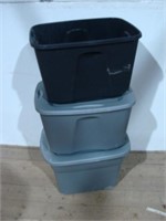 Three Totes with 2 lids