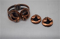 Copper Clamp Bracelet w/ Matching Earrings