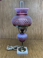 Fenton Cranberry Hobnail Lamp Table Lamp