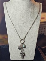 Lucky Brand Turquoise & Silver Tone Necklace