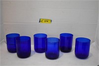 Six Cobalt Blue Drinking Glasses