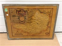 Framed Saxton's Map Of Somerset, 1575