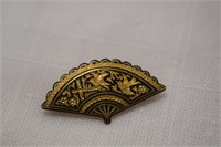 Damascene Hand Fan Brooch