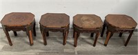 4 vintage Chinese carved wood stools