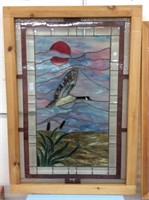 Large Framed Stained Glass Art - Canada Goose