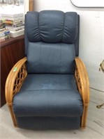 Blue Leather Swivel Reclining Rocking Chair