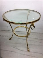 Glass Topped Metal Side Table - Ram Head Accents