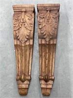 2 Carved Wood Corbels