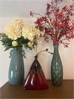 Vase and faux flowers