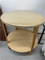 Round Pressboard Side Table With Glass Top