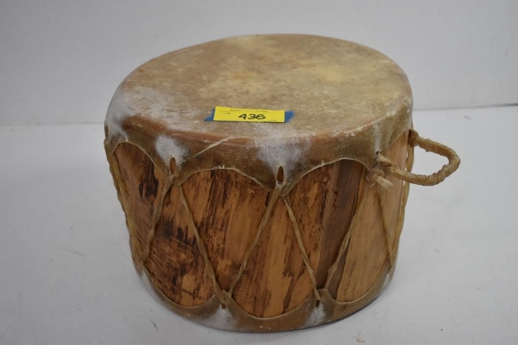 Native American Wood Drum w/Rawhide Heads