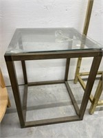 Metal Framed Side  Table With Glass Top