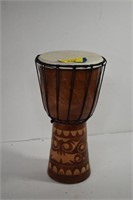 Decorative Djembe Drum Carved w/Rawhide