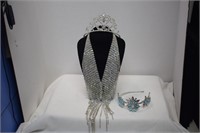 Crown, Snowflake Headband & Mesh Rhinestone Bib