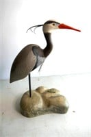 Wood Carved Shore Bird 13"T
