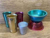 Vintage Retro Aluminum Cups and Bowls