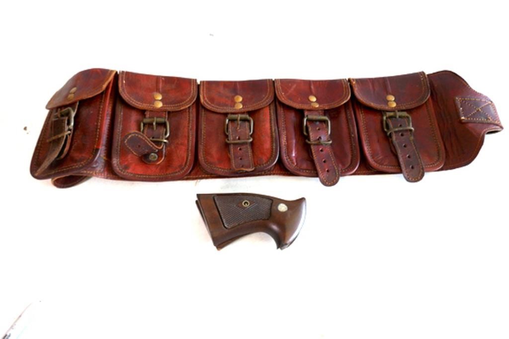 Leather Shell Belt & Wooden Pistol Handle