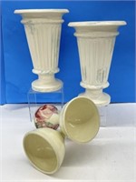 2 Pottery Goblets And 2 Ceramic Vases
