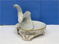Cornucopia Footed Dish With Blue Anchor Stamp
