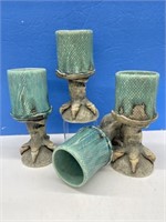 4 Goblets / Candle Holders With Claw Feet