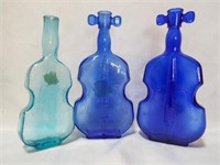 Blue Violin Bottles X3
