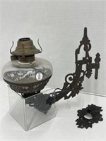 Electrified Antique Wall Mount Oil Lamp (no Shade)