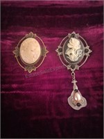 Vintage Cameo & Victorian Style Brooches