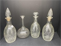 4 Decanters - 1 Missing Stopper