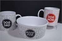 Dog Bowl & Mom & Dad Dog Cups