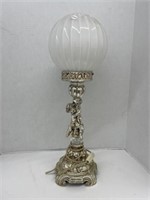 Vintage Table Lamp With Round Globe And Cherub On