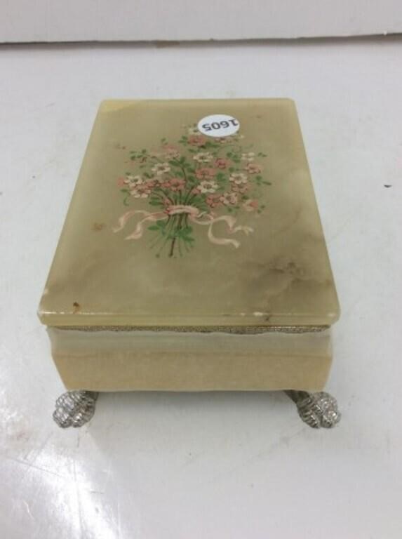 Footed Jewelry Box - Genuine Alabaster Hand