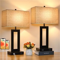 Set of 2 Touch Control Table Lamp with 2 USB Ports