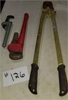 Bolt Cutters & 2 Pipe Wrenches