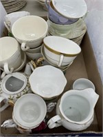 Tray Of Assorted Mismatched Teacups & Saucers