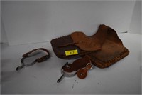 Vintage Spurs & Leather Saddle Bags