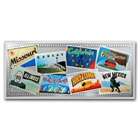 1 Gram Silver Foil Note Rte 66 (colored Postcards)