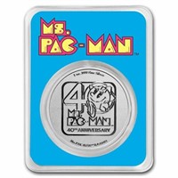 2021 Niue 1 Oz Ag $2 Ms.pac-man 40th Anniv Coin